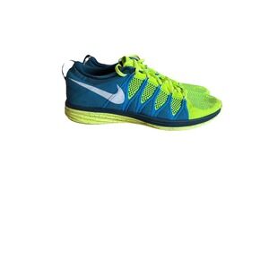 Nike Flyknit Lunar 2 Men's Size 12 Neon Green Electric Blue Shoes
